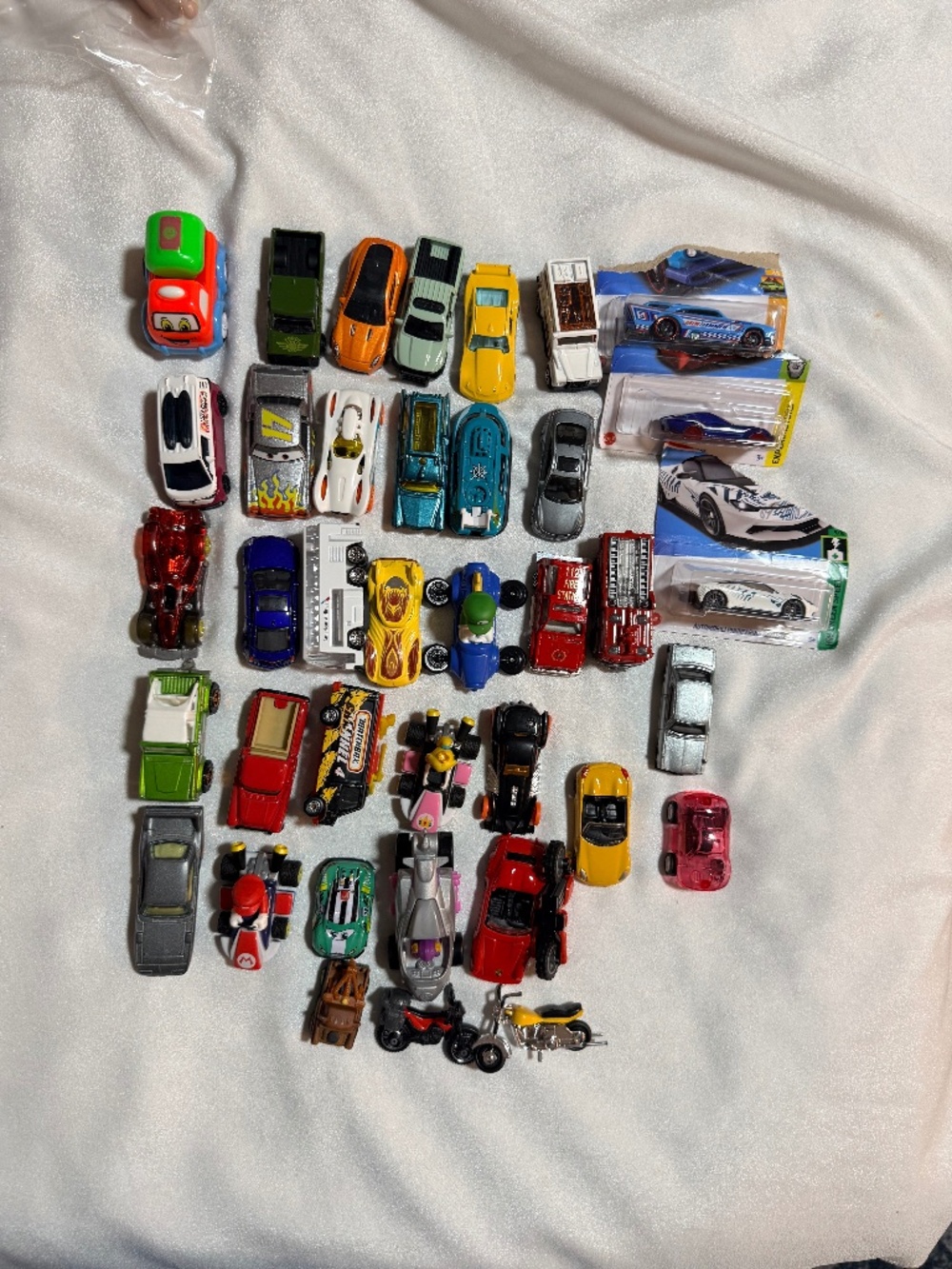 Mixed Toy Cars Lot Hot Wheels Mario Fire Trucks